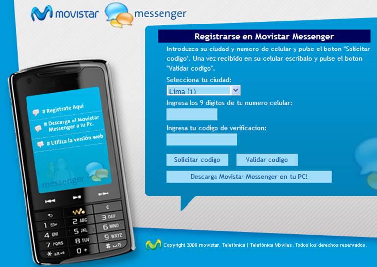Registro Messenger Movistar